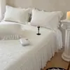 Juego de Tres Piezas de Alfombrilla Refrigerante de Haba de Hielo Estilo Girly Francés, Estilo Falda de Cama Refrigerante de Verano, Lavable a Máquina, Alfombrilla Suave Plegable para Aire Acondicionado