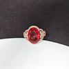 Venta Caliente Anillo de Rubí Chapado en Oro Rosa Estilo Celebridad Anillo de Turmalina Roja Imitación Anillo de Cristal Rojo