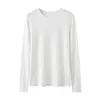 Copos de Nieve de Principios de Otoño Algodón Volantes Cuello Redondo Manga Larga Capa Base para Mujer Texturizado Color Sólido Multicolor Se Puede Usar Sola Capa Interior Estilo Básico Versátil Mujer