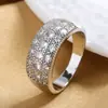 Anillo de Moda Transfronterizo Estrellado de Lujo Semicírculo Completo de Circonita Diamantada para Mujer Anillo Personalizado de Nicho Joyería de Lujo Ligero