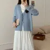 Moda Feminina de Outono/Inverno 2026 Design de Nicho Outerwear Cardigan de Tricô com Ponto Trançado Decote V Gravata Borboleta