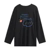 Camiseta Branca de Algodão Puro Manga Longa Tamanho Grande Solta para Mulheres Novo Estilo Camisa para Camadas Internas Top Tendência para Camadas