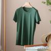 Camiseta feminina de algodão mercerizado de manga curta para o verão 80 amônia líquida algodão puro básico branco gola V manga curta atacado transfronteiriço