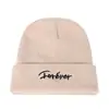 Gorro de Otoño e Invierno para Hombre y Mujer de Lana Tejida sin Pompón Bordado con Letra Gorro de Punto Cálido Moda Coreana Gorro de Moda