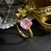 Estilo Coreano y Japonés Pedrería Dopamina Colorido Cristal de Imitación Color Caramelo Textura Chapada en Oro Combinado con Anillos Transparente Brillantes para Mujer