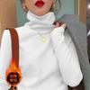 Camada de Base Térmica de Gola Alta Engrossada Outono e Inverno Slim Elegante Versátil Camiseta de Manga Longa para Mulheres Tendência