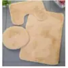 Alfombra de Baño de Felpa de Color Sólido, Juego de Tres Piezas para Inodoro de Seda y Lana, Alfombra Decorativa Absorbente de Agua, Venta Directa del Fabricante