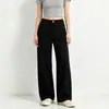 Jeans de hochet de pierna ancha estilo americano color caqui para mujer, nuevos de verano de cintura alta, holgados, adelgazantes, con ribete de encaje, pantalones de hochet