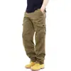 Amazon 2026 Pantalones de Trabajo Casuales Versátiles de Color Sólido para Hombre Pierna Recta que Alargan la Figura para Viajar con Múltiples Bolsillos Pantalones Largos en Stock