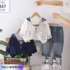 Elegante conjunto de otoño para niños, moderno conjunto de tres piezas para primavera y otoño con bolsillos con cremallera, ropa para bebés y niños