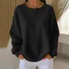 En stock transfronterizo Amazon moda tejido gofre cuello redondo suéter top de corte holgado, nueva colección otoño/invierno 2026, color liso