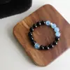 Pulsera de Obsidiana y Aguamarina para Mujer, Pulsera de Hidratación para Hombre, Cuentas de Cristal para Deficiencia de Agua, Cuentas de la Suerte para Parejas para el Año del Caballo