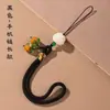 Cadena para teléfono móvil Ruyi de caqui, correa de muñeca corta para hombres y mujeres, colgante de caqui de cristal, llavero, unidad flash USB, anti-pérdida