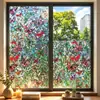 Pegatina de Vidrio Colorida Retro Translúcida Opaca Floral para Ventana Puerta de Baño Película de Privacidad Anti-Miradas