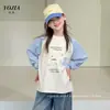 Camiseta Base para Niña YOJIA Primavera y Otoño 2026 Nueva Estilo Coreano Holgada Camiseta de Manga Larga Infantil Top de Otoño para Niños