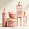 Set para el cuidado del cabello: Botella de champú de 500 ml, botella de acondicionador de 250 ml, botella de PET esmerilado de 250 ml para mascarilla capilar, botella de boca ancha