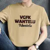 Camiseta de Algodão Puro Masculina Manga Curta Estampada com Letras Tendência da Alta Rua Americana Verão Manga Meia-Manga Gola Redonda Camiseta de Algodão
