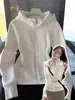 Sudadera con capucha Shandong Jimo Ajustada con capucha Primavera 2026 Ropa de exterior Top corto para mujer con fruncido en la cintura Estilo coreano Chaqueta corta Conjunto