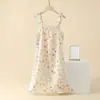 Pijama de tirantes de verano para mujer, manga de tarde, camisón fino de algodón puro para verano, hilo de algodón, absorbente de sudor, vestido para casa, conejo dulce
