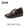Zapatos Brogue Derby ZHR para Mujer 2026 Otoño Nuevos Mocasines Negros Repujados Zapatos Pequeños de Cuero Planos para el Trabajo