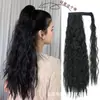 Al por mayor transfronterizo Europa pegatina mágica permanente de maíz peluca de cola de caballo cabello largo rizado esponjoso para mujer extensiones de cabello de onda de agua cola de caballo