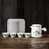Juego de té de viaje de porcelana blanca al por mayor Taza de invitado rápida una tetera de cuatro tazas moda nacional portátil al aire libre cerámica de alta calidad mango de madera