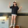 Real Shot Roupas Infantis Masculinas e Femininas Camiseta de Manga Curta Puro Algodão Verão Novo Bebê Infantil Casual Meia Manga Manga Top Mid-Big Infantil Na Moda