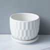 Maceta de cerámica Dehua, maceta de porcelana blanca para plantas suculentas, maceta pequeña con soporte para flores, maceta de rayas blancas puras, suministro directo de fábrica