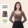 Top Cálido de Manga Larga para Mujer con Autocalentamiento de Grafeno Tejido Cepillado por Ambos Lados Almohadillas para Sujetador Incorporadas No Necesita Usar Ropa Interior Camiseta de Capa Base