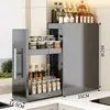 Prateleira de Armazenamento de Temperos Extraível para Cozinha Organizador Multifuncional de Condimentos para Bancada Caixa Lateral Ultra-Estreita à Prova de Poeira Armário