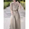 Vestido Camisero 2026 Verano Nuevo Estilo Cuello en V Elegante Gama Alta Estilo Francés Lujo Ligero Retro Estilo Japonés Vestido para Mujer