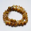 [Jinglu Castanho Dourado] Cristal Amarelo Natural Pulseira de Cristal Torre Pulseira de Cristal Olho de Tigre Dourado Feminina Mais Fácil de Combinar Atacado