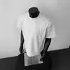 Camiseta de Manga Corta para Hombre Estilo Americano Peso Pesado Algodón al Aire Hombro Normal Cuello Redondo Desestructurada Casual Canalé Parche de Marca de Moda Manga Corta para Hombre