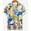 Camisa estampada de vacaciones de verano, casual de manga corta, nuevo estilo transfronterizo, cuello camisero para hombre