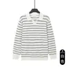 Estilo Old Money Lujo Ligero Gama Alta Ropa para Hombre Cuello de Gaviota Casual Primavera/Otoño Rayas Punto de Negocios Camisa Polo Manga Larga Ropa para Hombre