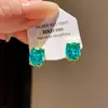 ¡Cubo de Sal Marina! Aretes Cuadrados de Circonita Azul, Aretes de Lujo Ligero de Gama Alta, Modernos y Versátiles, Aretes Frescos y Sencillos para Mujer