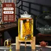 Garrafa de vidro para infusão recipiente doméstico selado pote para vinho medicinal de ginseng tonel de vinho pote para vinho branco com torneira garrafa de vinho especial
