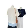 La Camiseta de Manga Corta de Algodón Puro Azul Marino de Moda de Este Año para Mujer es un Éxito de Verano, Única y Súper Elegante, Hermoso Top Estilo Ins para Mujer