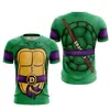 Camiseta casual infantil e adulta de manga curta, novo estilo, estampa de Tartarugas Ninja, impressão 3D, vendas diretas da fábrica, fonte transfronteiriça