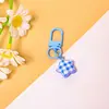 Llavero Creativo de Cuadros Dopamina con Lazo Colgante de Joyería DIY Adorno Versátil para Bolso Ropa Regalo Pequeño