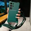 La funda para teléfono móvil de dos cuerdas con hebilla del mismo color y tarjetero lateral es adecuada para Samsung S24ULTRA cordón S23FE tarjetero A14/A34