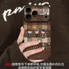 Capa de celular com design de gato retrô para Apple 17pm, iPhone 18, fofa 16, material camurça, 14 com cordão, 15 silicone