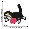 Parche bordado de gatito negro de dibujos animados importado original para planchar en tela, parche de tela bordada para accesorio de ropa DIY