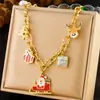 Collar con múltiples colgantes de corazón, sol, luna, elefante estilo europeo y americano, collar de esmalte colorido, cadena para clavícula de acero inoxidable chapado en oro para mujer