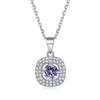 Pingente de Pedra Zircônia Diamante Prata de Lei 925 Colar Quadrado Design de Nicho Feminino Corrente Clavícula Redonda Prata Luxo Leve