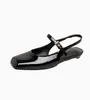 Versión de Piel de Vaca ~ Sandalias Mary Jane Francesas Baotou para Mujer, Correas Versátiles de Hebilla de Una Línea, Zapatos Planos con Suela Plana para Ropa de Trabajo