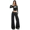 Jeans Laranja Jovem# Estilo Americano High Street Spice Girls Não Grudam na Perna Perna Larga Jeans Feminino Solto Emagrecedor Cobre Carne Calça Tendência