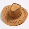 Sombrero de vaquero de mezclilla occidental para hombre y mujer, gamuza vintage con cuerda a prueba de viento, ala grande, protección solar, sombrero para el sol, sombrero de viaje para lugares pintorescos