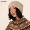 2024 Invierno Vintage Rizado Color Sólido Gorro de Punto Casual Simple Gorro para Cabeza Grande Protección Cálida para las Orejas Montón Montón
