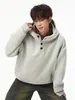 Sudadera con capucha Han Lu de media cremallera estructurada para hombre, otoño, ancha, simple, peso pesado, holgada, color liso, chaqueta con capucha
